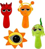 4 PCS Sprunki Plush Toy, Sprunki Plushies, Horror Game Plushies Stuffed Pillow, Soft Stuffed Figuer Doll for Kids Adults, Collectible Stuffed Toy Set for Girls and Boys (Color A)