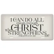 Philippians 4:13-I Can Do All Things Christian License Plate-Black-Blended Cream