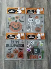 Halloween Window Gel Charms Pumpkin, Skeleton, Cauldron 4 Different Sheets