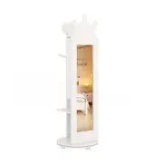 Costway 3-in-1 Armoire Rotating Mirror Jewelry Cabinet w/Clothes Rack Dressing Storage Organizer White