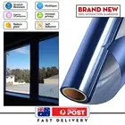 ONE WAY MIRROR TINT FILM 100cm×100cm Blue PET Sun Block Privacy Home Window A