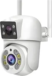 8MP WiFi IP Camera PTZ Dual Lens Dual Screen Manual Detection Full Color Night Vision Outdoor Security Surveillance Camera(US Plug,6MP 2.4G Only Camera)