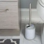 Stainless Steel Self-Closing Lid Toilet Brush and Holder by Bath Bliss
