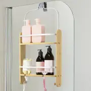 Bondi Over Door Screen Bamboo Shower Caddy with Universal Mounting Hook Shelving