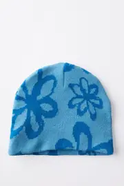 [Cotton On Men] Cotton On Men - Skull Beanie - Powder blue/royal blue/flower scrawl OS POWDER BLUE/ROYAL BLUE/FLOWER SCRAWL