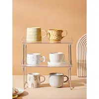 在飛比找ETMall東森購物網優惠-折疊桌面杯子置物架可疊加水杯茶杯展示架咖啡杯馬克杯茶具收納架