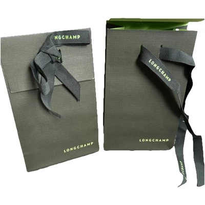 New 2pcs Longchamp Empty Gift Paper Bag 6*3.5 Inches Small With Ruban