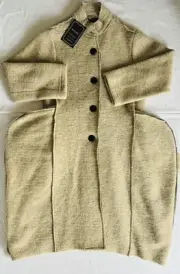 IMAGINE ITALY Pure Camel Wool Long Button Up Trecnh Coat Jacket Women's NEW