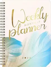 A5 Notebook Meeting Organizer Travel Journal Daily Spiral Plan Notebooks 2022 Monthly t Planer 68 Sheet Hard Cover Elastic Closure for Women Girls Daughter Artists Drawing Light Blue One Size