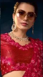RED NET SAREE