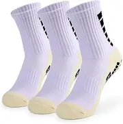 [Generic] Men's Anti Slip Football Socks Athletic Socks for Basketball Soccer Volleyball Running Trekking Hiking White