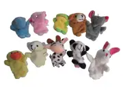Set 10 Different Plush Animal Animals Children's Finger Puppets Pretend Play New