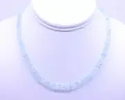 6mm Aquamarine Gemstone Necklace, AAA Grade Faceted Rondelle Beaded Necklace