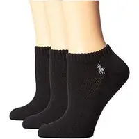 在飛比找ETMall東森購物網優惠-Ralph Lauren 2018女馬球腳踝網格面黑色短襪3