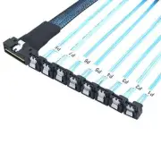 PCIE SAS 4.0 LP Low profile SFF-8654 8i 74P to 8X SATA 7P 90 degree Server Cable