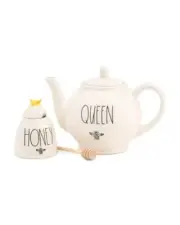 Brand New Rae Dunn Queen Bee Teapot & Honey Pot Set Gift boxed