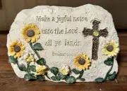 NWT Biblical Floral Garden Stone Rock Psalms 100:1 By Dolgencorp