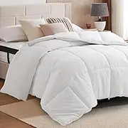 Wichvens Comforter Quilt Queen Size, All-Season Down Alternative Duvet Insert with Corner Tabs, Soft Microfiber Box Stitched Blanket for Kids, Teens, or Adults - White - （210 * 210cm）