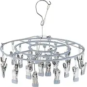 Relaxdays Sock Dryer for Clothes Airer, 24 Clips, Swivel Hook, Camping, Sock Hanger, HxD: 29 x 33.5 cm, Grey