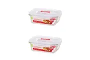 2x Locknlock 630ml Euro Rectangle Borosilicate Glass Food Container w Lid Clear