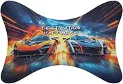 [QuillGlyph] 2Pcs Cool Super Comfy Car Headrest Pillow for Neck Support 100% Memory Foam & Breathable Removable Cover Car Neck Pain Relief with Adjustable Strap - Softness Travel Car Neck Pillow