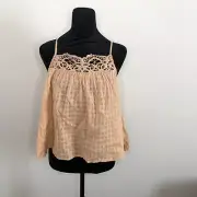 American Eagle Outfitters Womens Crochet Lace Top Peach Sleeveless Size Small