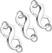 Roizsx Double Opening Lobster clasp-925 Sterling Silver Necklace Clip Shortener Charm Clasp with Closed Jump Rings for Necklaces Bracelet Or Jewelry Making, Made in Italy.