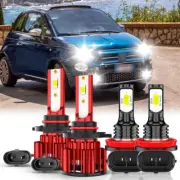 For Fiat 500 2012-2019 - 6000K COB LED Headlight Hi/Lo Beam + Fog Light Bulbs GL (for: Fiat)