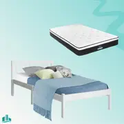 Single Package | Whitehaven Wooden Bed & Bonita Pillow Top Mattress (Medium Firm)