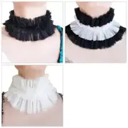Womens Vintage Layering Ruffled False Collar Gothic Mesh Neck Ruff Chokers Shawl