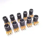 10 Units 10K B10K OHM Linear Taper Rotary Dual Potentiometer POT Black Knob