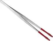 NOLITOY Rubber Tip Stainless Steel Stamp Tweezers for Coins and Paper Currency Non Slip Flat Tip Tongs Essential Tool for Collectors and Versatile Crafting Supplies Long