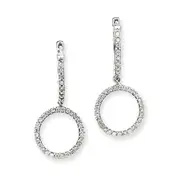 14k White Gold Real Diamond Double Hoop Earrings
