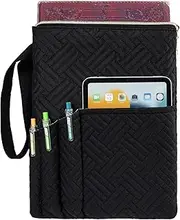 APLUFINE Book Sleeve with Zipper, 11"X9" Padded Book Protector, Washable Quilted Book Covers for Paperbacks, Book Pouch with Pockets for Book Lover Gifts