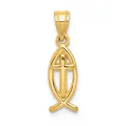 14k Yellow Gold Ichthus Fish Charm