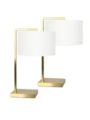 Maya 1 Light Table Lamp in Aged Brass, 2 Pack, with USB