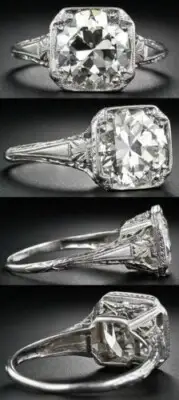 5.90 Ct White Diamond Art Deco Antique Vintage Wedding Jewelry Ring 925 Silver