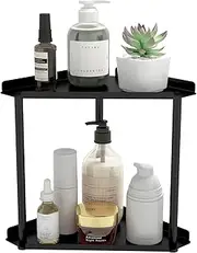 Jesginboo 2 Tier Bathroom Counter Organizer, Vanity Organizer Corner Shelf, Skincare, Makeup Countertop Organizers, Kitchen, Bathroom Counter Storage, Black