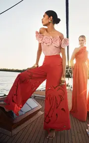 [Leo Lin] Theodora Appliquéd Wide-Leg Pants