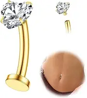[Fiasaso] Floating Titanium Belly Button Rings Hypoallergenic G23 Titanium Internally Threaded Belly Ring 14G Belly Piercings for Women Navel Piercings Jewelry