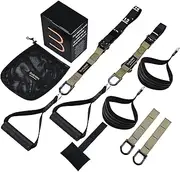 Suspension Trainer, Bodyweight Training Straps for Full Body Workouts at Home, Includes Door Anchor, Extension Arms and Advanced Foot Straps.