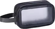 [XPLINFUT] Clear Makeup Bags-Clear Makeup Bags with Handles,Opening Clear Toiletry Bags,PVC Cosmetic Bags for Women and Men,Travel Essentials, Clear Travel Bags for Toiletries, Black, Black, Matte and