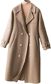 [HEYDHSDC] Cashmere Coat Women's Mid-Length Autumn and Winter Loose Temperament Wool Woolen Coat