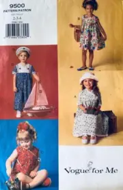 Vogue Pattern 9500 | Toddlers Dress, Jumpsuit, Romper & Hats | Sizes 2 3 4