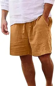 [Generic] Men's Shorts Elastic Waist Running Hiking Drawstring Waist Solid Color Summer Quick Dry Vacation Bermuda Short