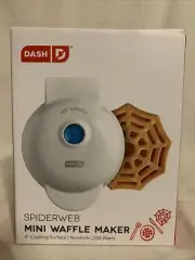 Dash 4 inch Spider Web / Spiderweb Mini Waffle Maker in White - Brand New!