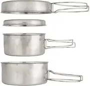 Ariv Hommey 4PCS Camping Frying Pan, Light Weight Camping Cookware Set Multi Function Cookware Set Outdoor Cooking Tool with Foldable Handle for Backpacking for Camping