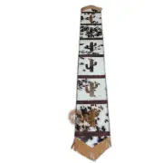 Cactus Table Runner Cowhide on Brown & White Speckled Cowhide- 96 inches long