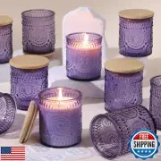 8oz Lavender Glass Candle Jars with Lids for Making Candles Set of 10, Purple