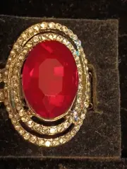 Paparazzi Red Ring Silver Metal White Rhinestones